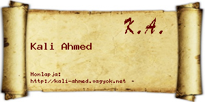 Kali Ahmed névjegykártya
